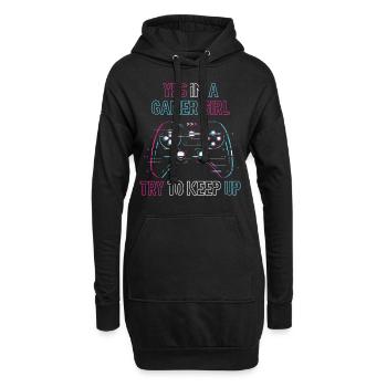 Oui, je suis une fille de joueur, essayez - Sweat-shirt à capuche long Femme - noir - Devant