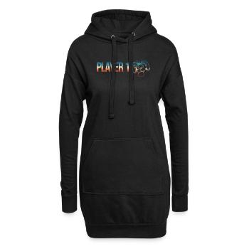 Zocker Paar player 1 in Kombination mit - Hoodie-Kleid - Schwarz - Vorne