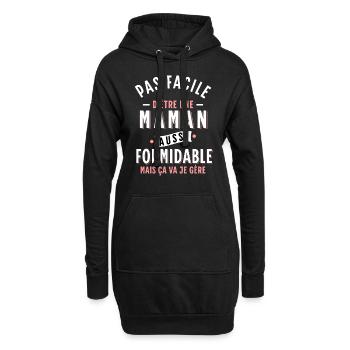Maman géniale Cadeau Rigolo Femme Humour Mère - Sweat-shirt à capuche long Femme - noir - Devant