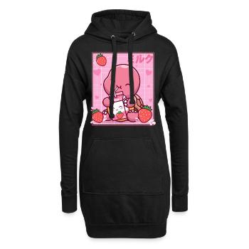Kawaii Schildkrötenliebhaber Erdbeermilchshake Otaku - Hoodie-Kleid - Schwarz - Vorne