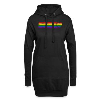 Gay Pride LGBT Flagge Regenbogen Herz - Hoodie-Kleid - Schwarz - Vorne