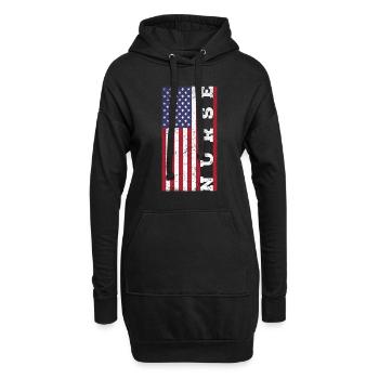 Infirmière patriotique, - Sweat-shirt à capuche long Femme - noir - Devant
