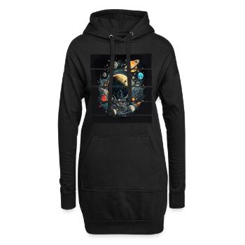 Space Planeten Astronaut für einen Kinder und - Hoodie-Kleid - Schwarz - Vorne