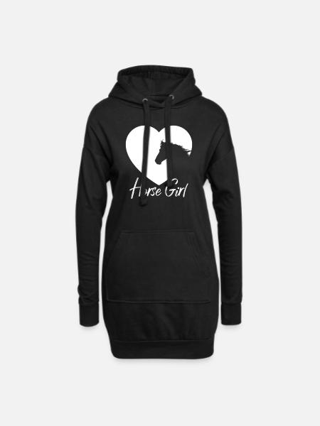 Pferd Mädchen Reitpferde niedliches - Hoodie-Kleid - Schwarz