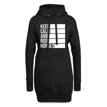 Drôle de garder son calme et de monter à cheval - Sweat-shirt à capuche long Femme - noir - Devant