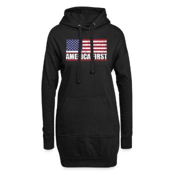 Amerika First USA Flagge Patriotic Proud - Hoodie-Kleid - Schwarz - Vorne