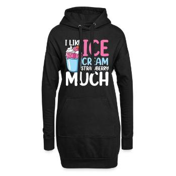 I Like Ice Cream Strawberry Much für eine Eis - Hoodie-Kleid - Schwarz - Vorne