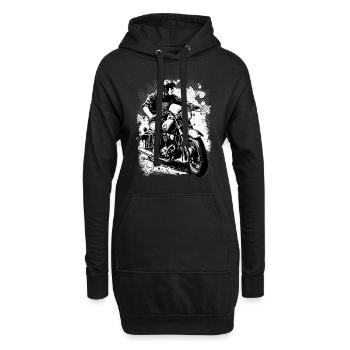Old School Motorrad Motorradfahrer - Hoodie-Kleid - Schwarz - Vorne