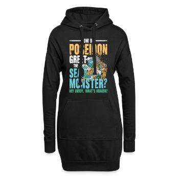 Poseidon Greet The Sea Monster What's Kraken - Hoodie-Kleid - Schwarz - Vorne