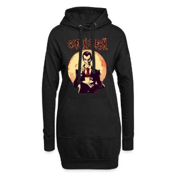 Un vampire buvant du café - Sweat-shirt à capuche long Femme - noir - Devant