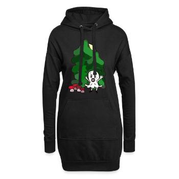 Wald Gespenst Geist Oktober Pilze Tannen Natur - Hoodie-Kleid - Schwarz - Vorne