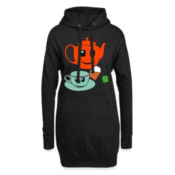 Gastronomie Gastgeber Tee Teekanne Getränke - Hoodie-Kleid - Schwarz - Vorne
