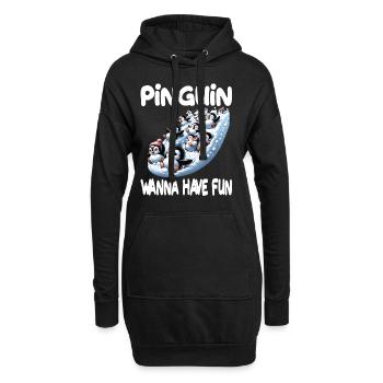 Pinguin Wanna Have Fun für Pinguin Fan - Hoodie-Kleid - Schwarz - Vorne
