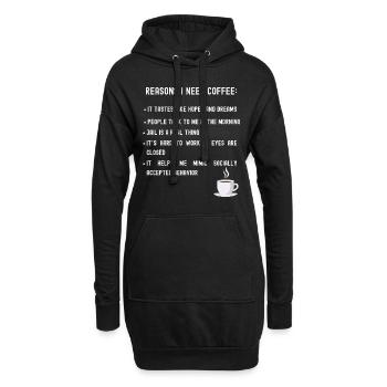 Gründe, warum ich eine Kaffeeliste brauche - Hoodie-Kleid - Schwarz - Vorne