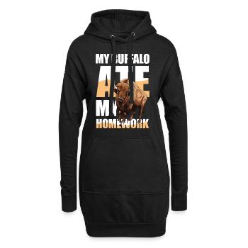My Buffalo Ate My Homework - Hoodie-Kleid - Schwarz - Vorne