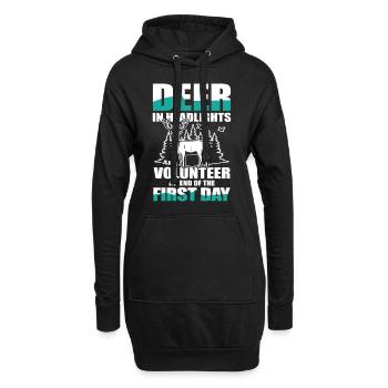 Deer In Headlights Volunteer - Hoodie-Kleid - Schwarz - Vorne