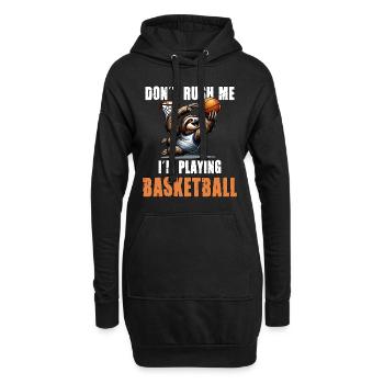 Faultier Basketball Ich hetze nicht ich spiele - Hoodie-Kleid - Schwarz - Vorne