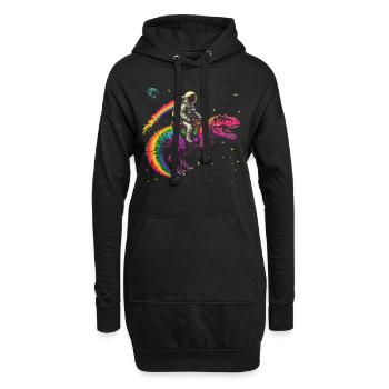 Astronaut reitet T-Rex Dinosaurier - Hoodie-Kleid - Schwarz - Vorne