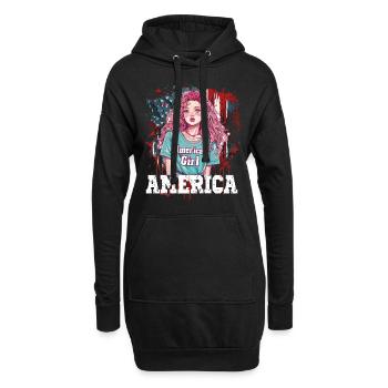 Patriotisches Amerikanisches Mädchen USA für - Hoodie-Kleid - Schwarz - Vorne