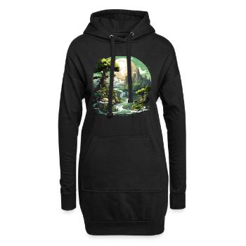 Von der Natur inspirierte landschaftliche Kunst - Hoodie-Kleid - Schwarz - Vorne