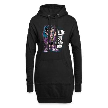Cooles Mädchen mit blauen Haaren und Sonnenbrille - Hoodie-Kleid - Schwarz - Vorne
