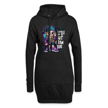 Cooles Mädchen mit blauen Haaren und Sonnenbrille - Hoodie-Kleid - Schwarz - Vorne