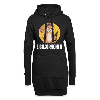 Eichkörnchen Eichhörnchen mit Korn - Hoodie-Kleid - Schwarz - Vorne