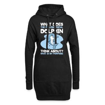 Philosophical Dolphin Think About Porpoise - Hoodie-Kleid - Schwarz - Vorne