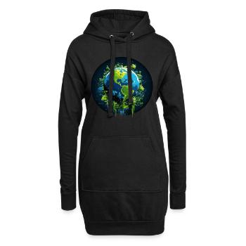 Respektier Muttererde Unseren Planeten Natur - Hoodie-Kleid - Schwarz - Vorne