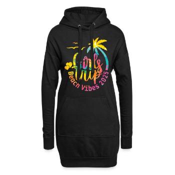 Weekend Girls Trip Beach Vibes 2025 - Hoodie-Kleid - Schwarz - Vorne