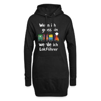 Wenn ich groß bin werde ich Lokführer für einen - Hoodie-Kleid - Schwarz - Vorne