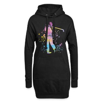 Golfer Colorsplash Kinder Miniaturgolf - Hoodie-Kleid - Schwarz - Vorne