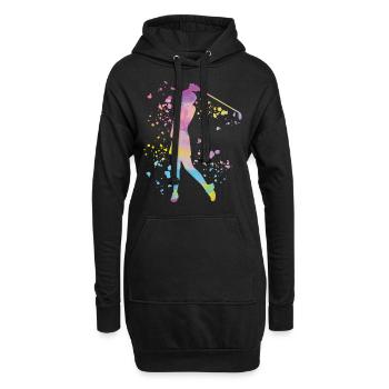 Golfer Colorsplash Kinder Miniaturgolf - Hoodie-Kleid - Schwarz - Vorne