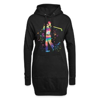 Golfer Colorsplash Kinder Miniaturgolf - Hoodie-Kleid - Schwarz - Vorne