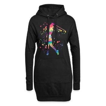 Golfer Colorsplash Kinder Miniaturgolf - Hoodie-Kleid - Schwarz - Vorne