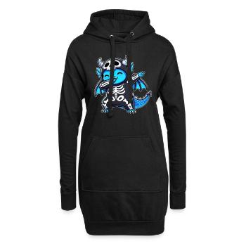 Halloween Skeleton Cute Dragon Men Women - Hoodie Dress - black - Front