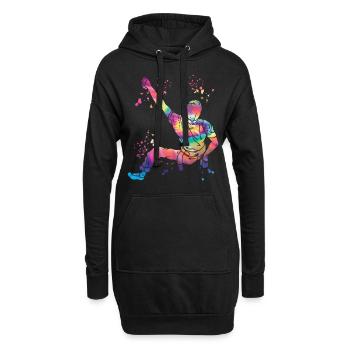 Boulderer Colorsplash Boulder Bouldern - Hoodie-Kleid - Schwarz - Vorne