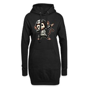 Halloween Skelett Niedlicher Affe Männer Frauen - Hoodie-Kleid - Schwarz - Vorne