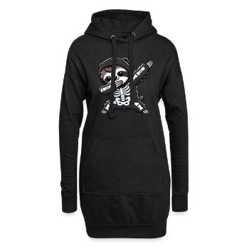 Faultier Halloween Skelett Kinder Frauen Männer - Hoodie-Kleid - Schwarz - Vorne