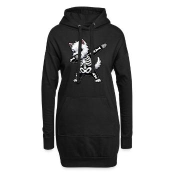Westie Halloween Skelett Niedlicher West Highland - Hoodie-Kleid - Schwarz - Vorne