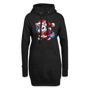 Weihnachten Einhorn Santa Lustig Einhorn Liebhaber - Hoodie-Kleid - Schwarz - Vorne