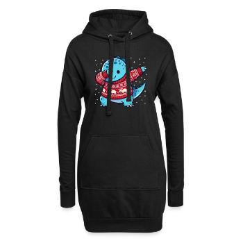 Noël Dino Dinosaure Moche Noël - Sweat-shirt à capuche long Femme - noir - Devant