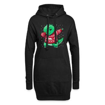 Noël Dino Dinosaure Moche Noël - Sweat-shirt à capuche long Femme - noir - Devant