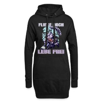 Voler haut, vivre en liberté - Le dicton du parapente - Sweat-shirt à capuche long Femme - noir - Devant