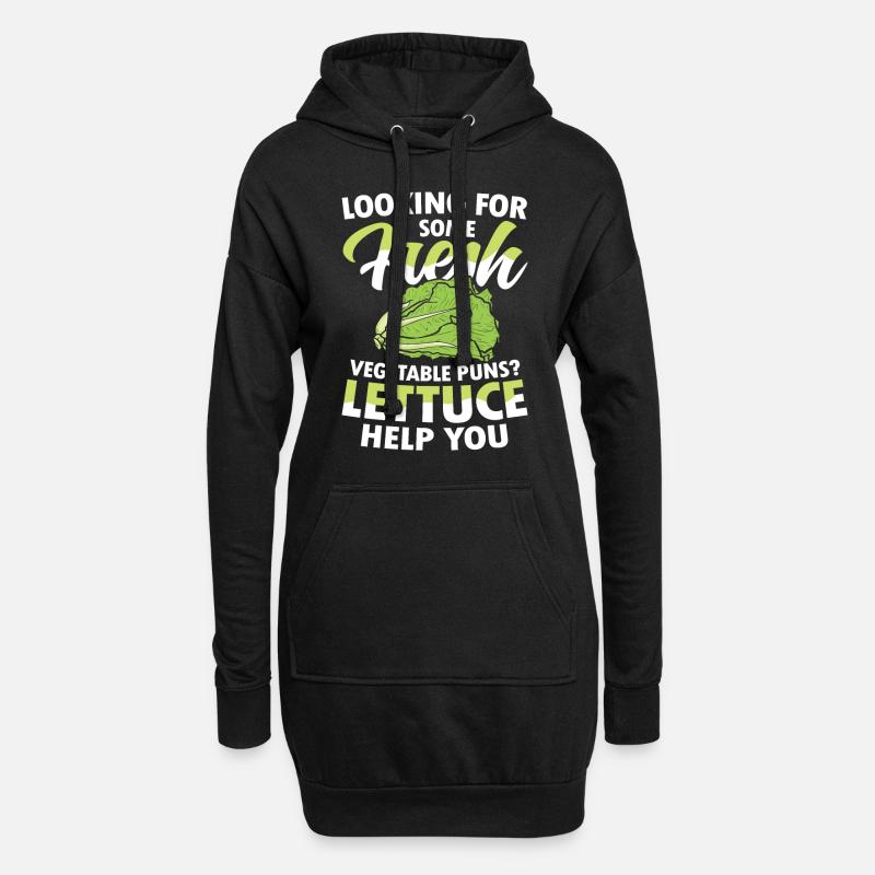 Looking For Some Fresh Vegetable Puns Lettuce - Hoodie-Kleid - Schwarz