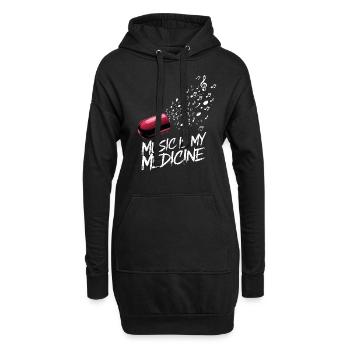 Musik ist meine Medizin für Musikliebhaber - Hoodie-Kleid - Schwarz - Vorne