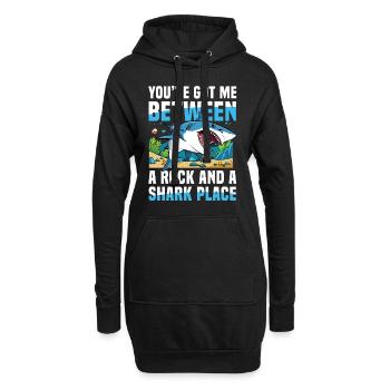 You’ve Got Me Between A Rock And A Shark Place - Hoodie-Kleid - Schwarz - Vorne