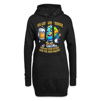 Die Welt wirkt besser lustiges Bier Comic Motiv - Hoodie-Kleid - Schwarz - Vorne