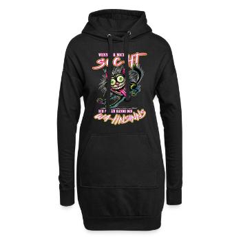 Crazy Katze am Rande des Wahnsinns Comic Stil - Hoodie-Kleid - Schwarz - Vorne