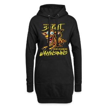 Girafe folle à la limite de la folie style bande dessinée - Sweat-shirt à capuche long Femme - noir - Devant